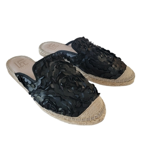 LFL by Lust for Life Women's L-Indie Mule Black Size 8 M textured‎ flowers